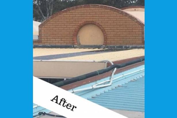 Wall after doing Hot water pressure cleaning